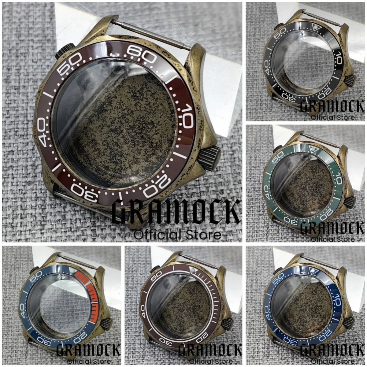 

NH35 Vintage Bronze 41mm Domed Sapphire Crystal 007 Brushed Watch Case For NH34 NH35 NH36 ETA2824 PT5000 Waterproof Screw Crown