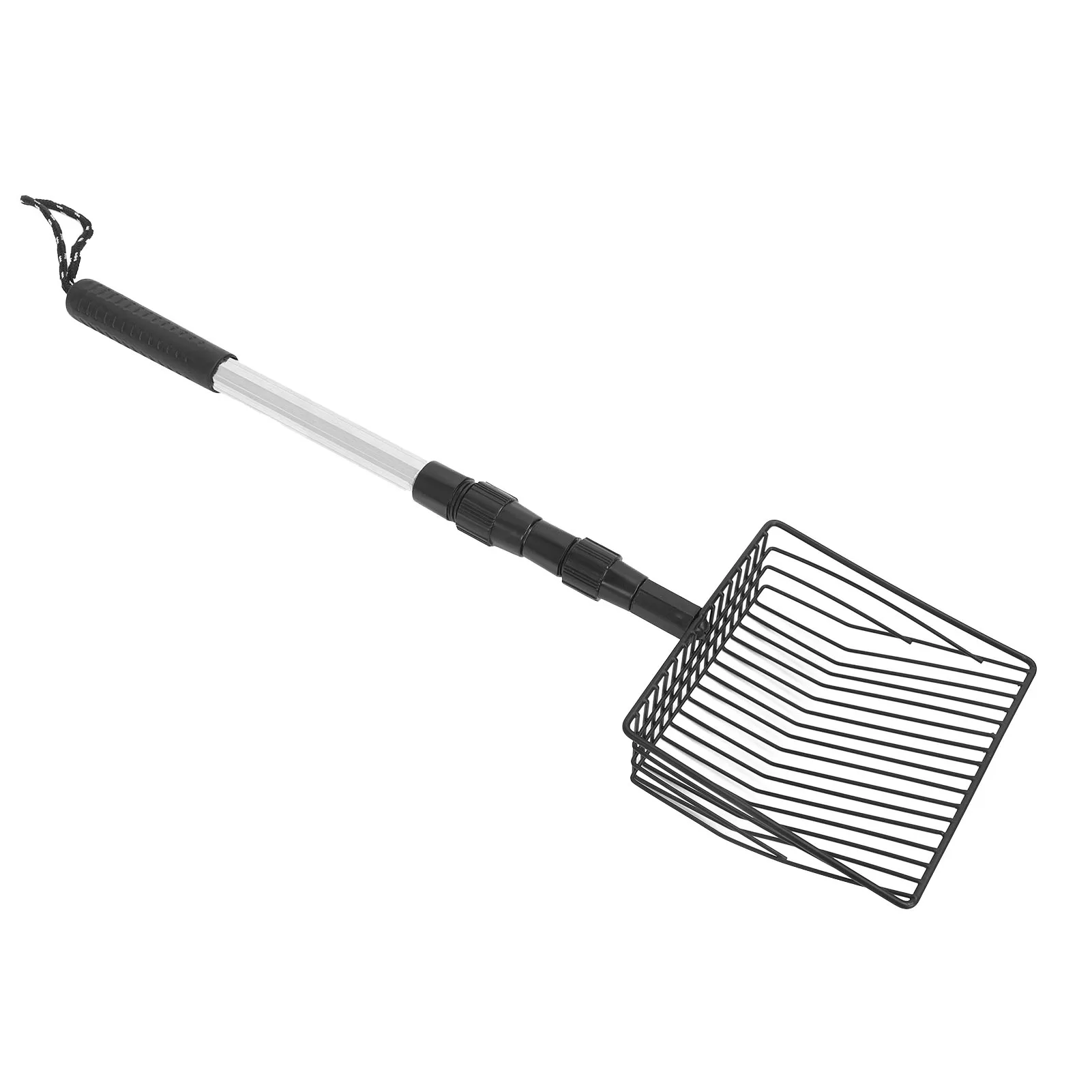 ZK30 Extendable Cat Litter Scoop Lightweight Versatile Fine Screen Long Handle Metal Chicken Coop Poop Scooper Model B 3 Section