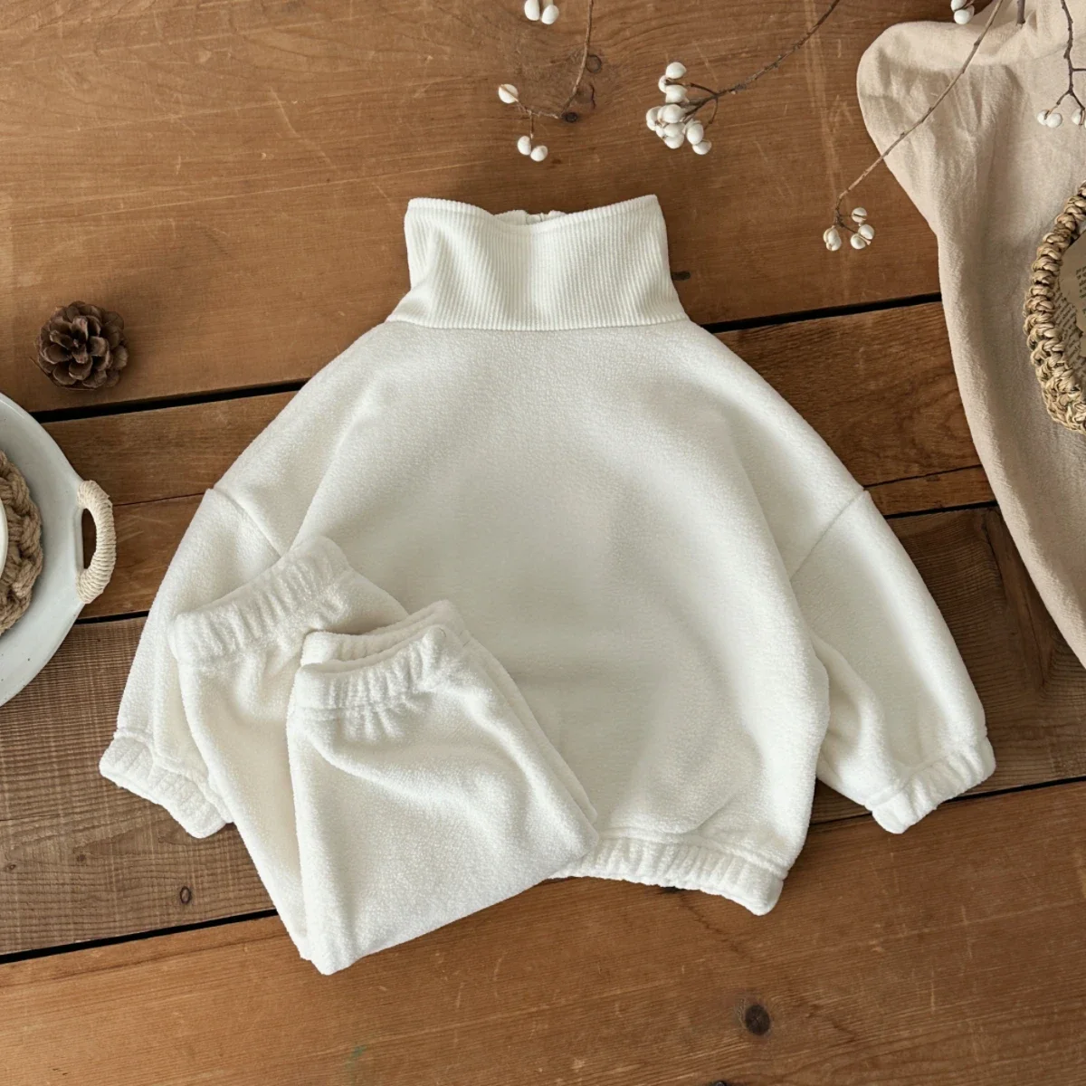 New Kids Sports Solid Suits Fashion Toddler Baby Boys Girl Fall Corduroy Clothes Lamb Wool Lapel Pullover Casual Pants 2pcs