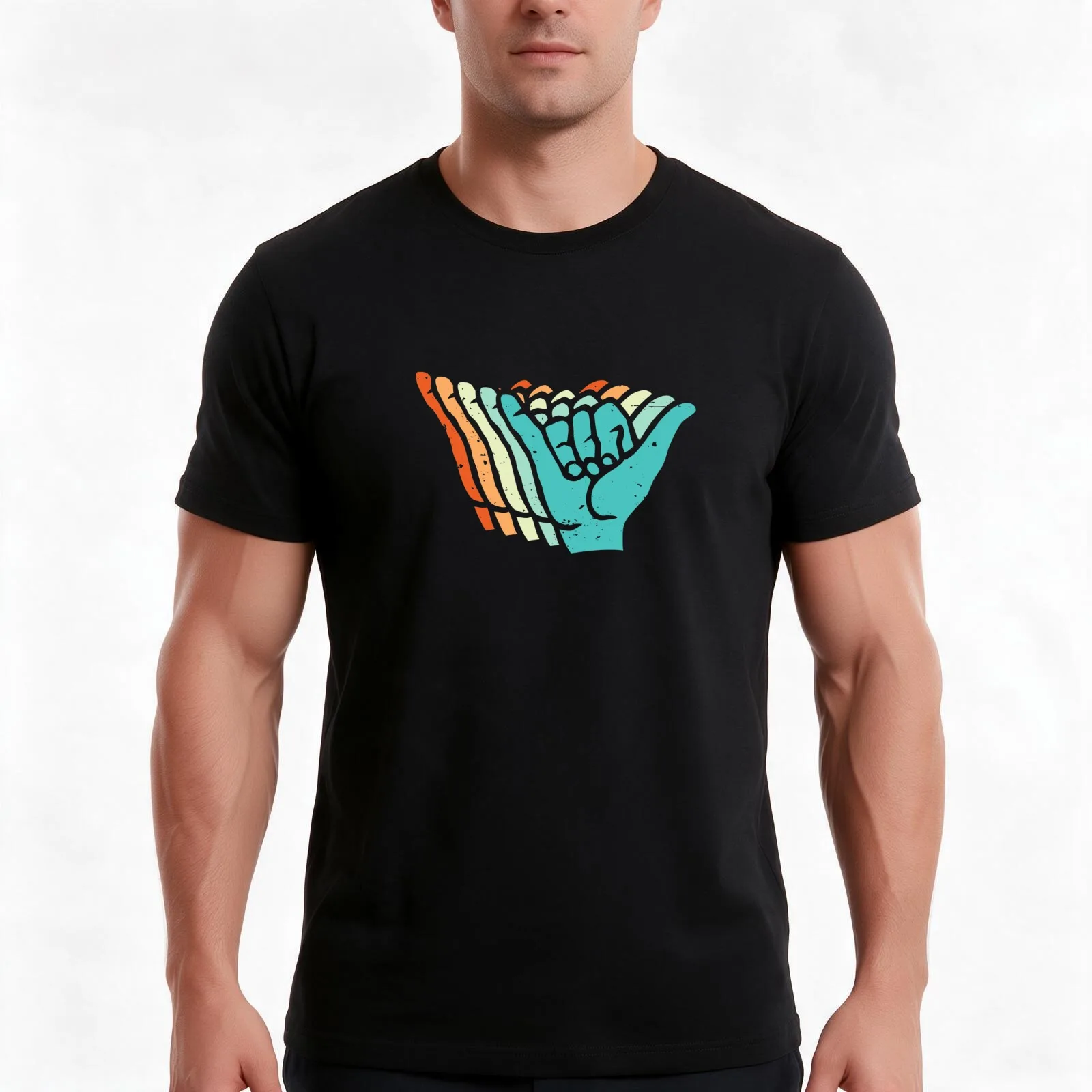 Vintage Shaka Brah Hands T-Shirt Summer Casual Cotton Tee Oversized Streetwear Tops Vintage Graphic Print Unisex Men Women