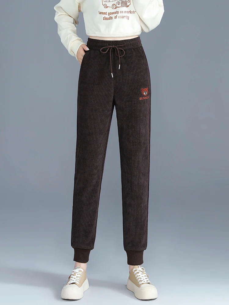 Women's High Waist Fleece Lined Thickened Casual Harlan Pants Loose Sports Trousers Autumn Winter New Style Street Style Pure...