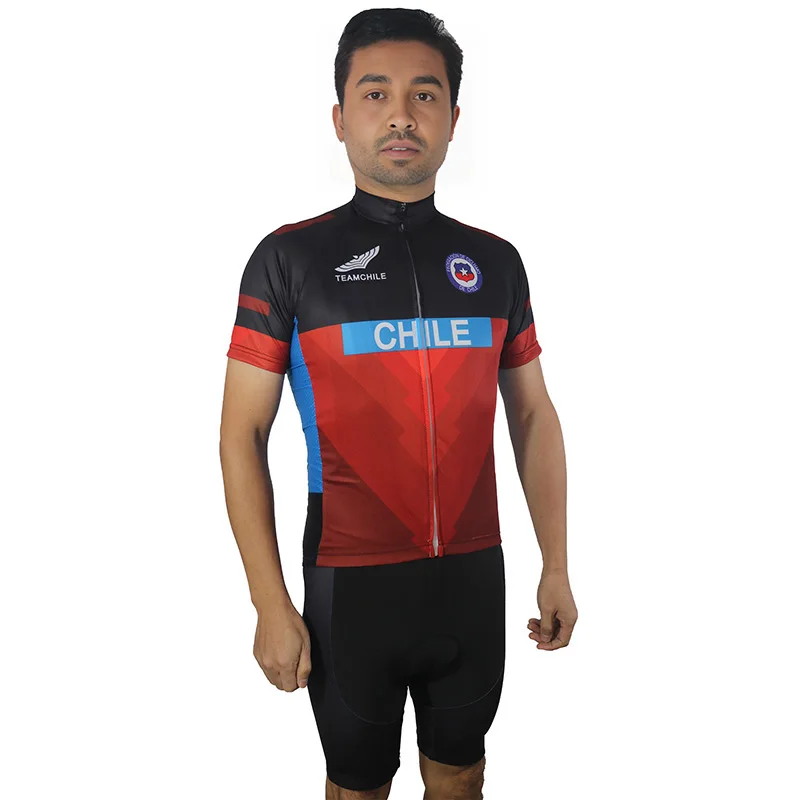 Cycling Jersey Chile, Bicycle Top, Bike Clothes, Short Sleeve Shirt, MTB Wear, Road Ride Sport, Racing Top, Chilean Flag, Moto