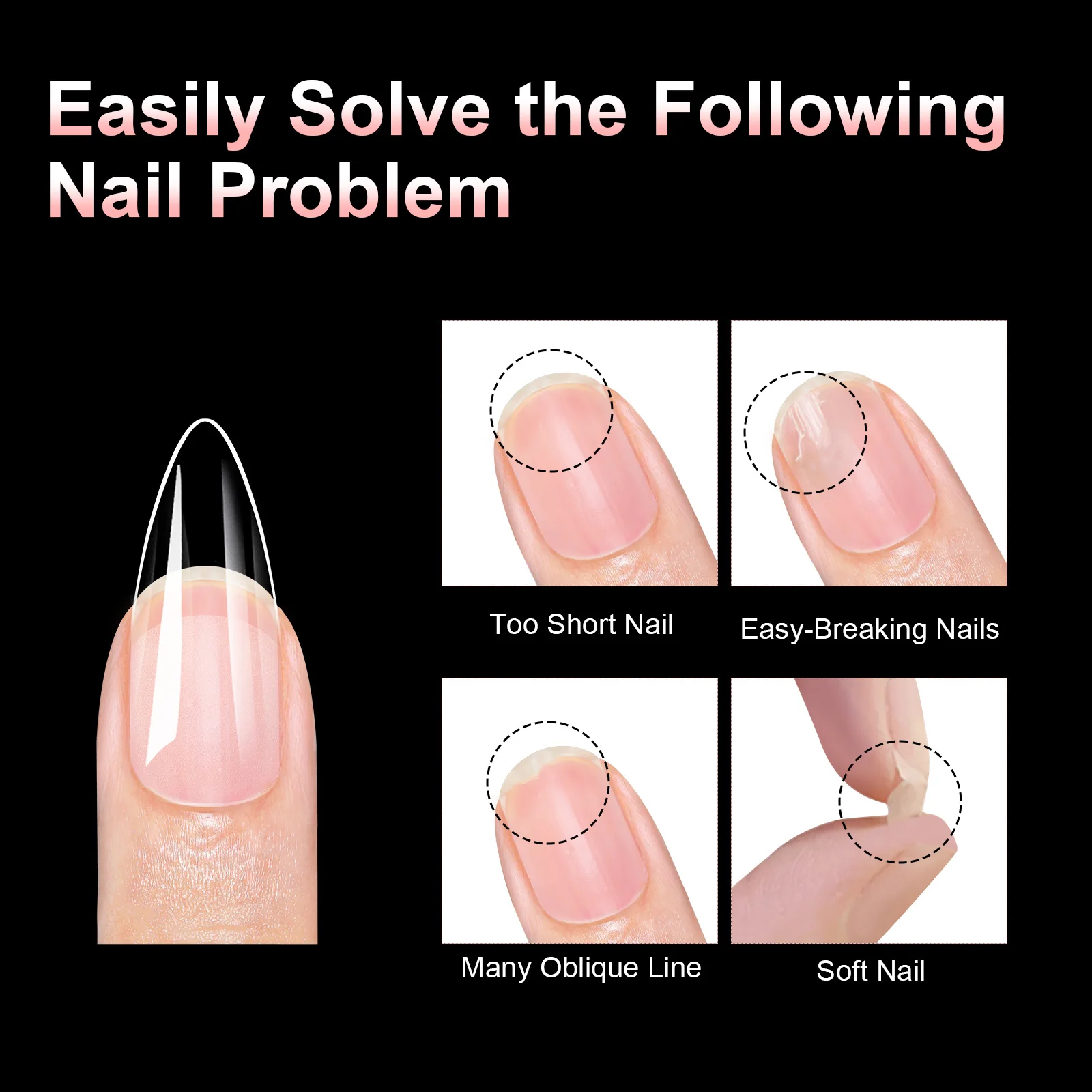 100 Stück transparente, halbmattierte Kunstnagelspitzen in Mandel-/Stiletto-/Coffin-/Quadratform, vollflächige Soft-Gel-Spitzen für DIY-Maniküre, zum Aufkleben ﻿ – Detail 6