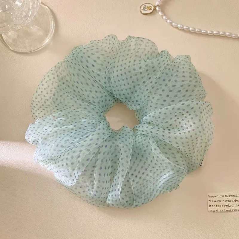Summer Hair Accessories Mint Green Organza Scrunchie High Grade Hair Ties Cool Daily Decorative Hair Ornaments