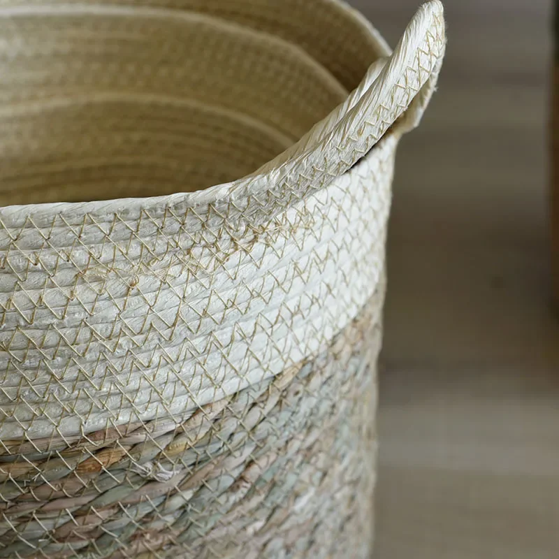 Natural Storage Basket Creative Natural Seagrass Rattan Straw Wicker Folding Flower Pot Baskets Garden Planter Laundry Supplier