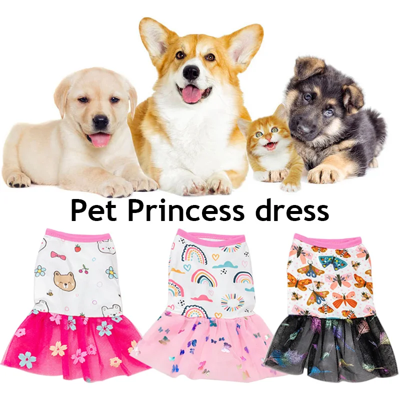 Cute Dog Dress For Small Dogs Chihuahua Pug Clothes Sweet Princess Style Cat Princess Dress Dog Wedding Dress Bow Skirt