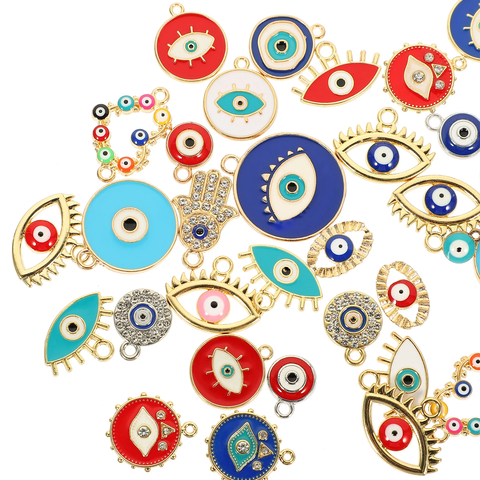 

40 Pcs Necklace Alloy Pendant Charm Jewelry Making Charms Enamel Evil Eye Pendants Shaped for
