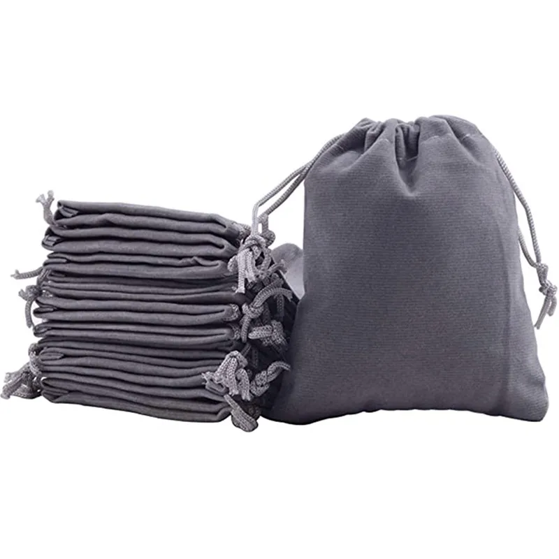 SheepSew 50pcs Grey Drawstrings Velvet Bags for Jewelry, Gift, Wedding Favors, Candy Bags, Drawstring Bags, Party Wedding Favors