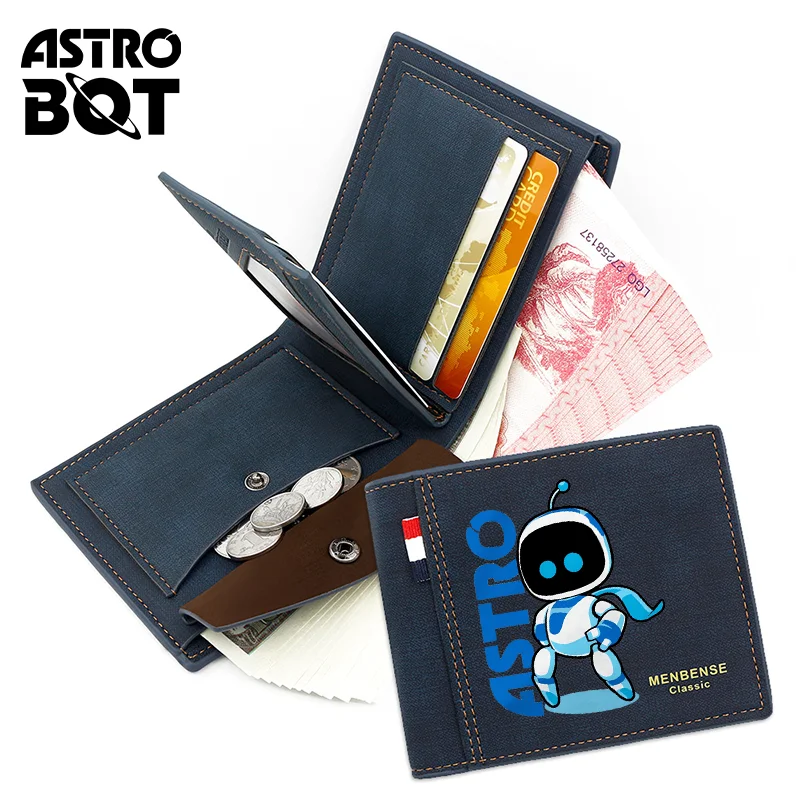 Astro Bot Pu Leather Men Short Wallet Thin Style Folding Credit Card Holder Wallet Boy Game Anime Peripherals Coin Purses Gift