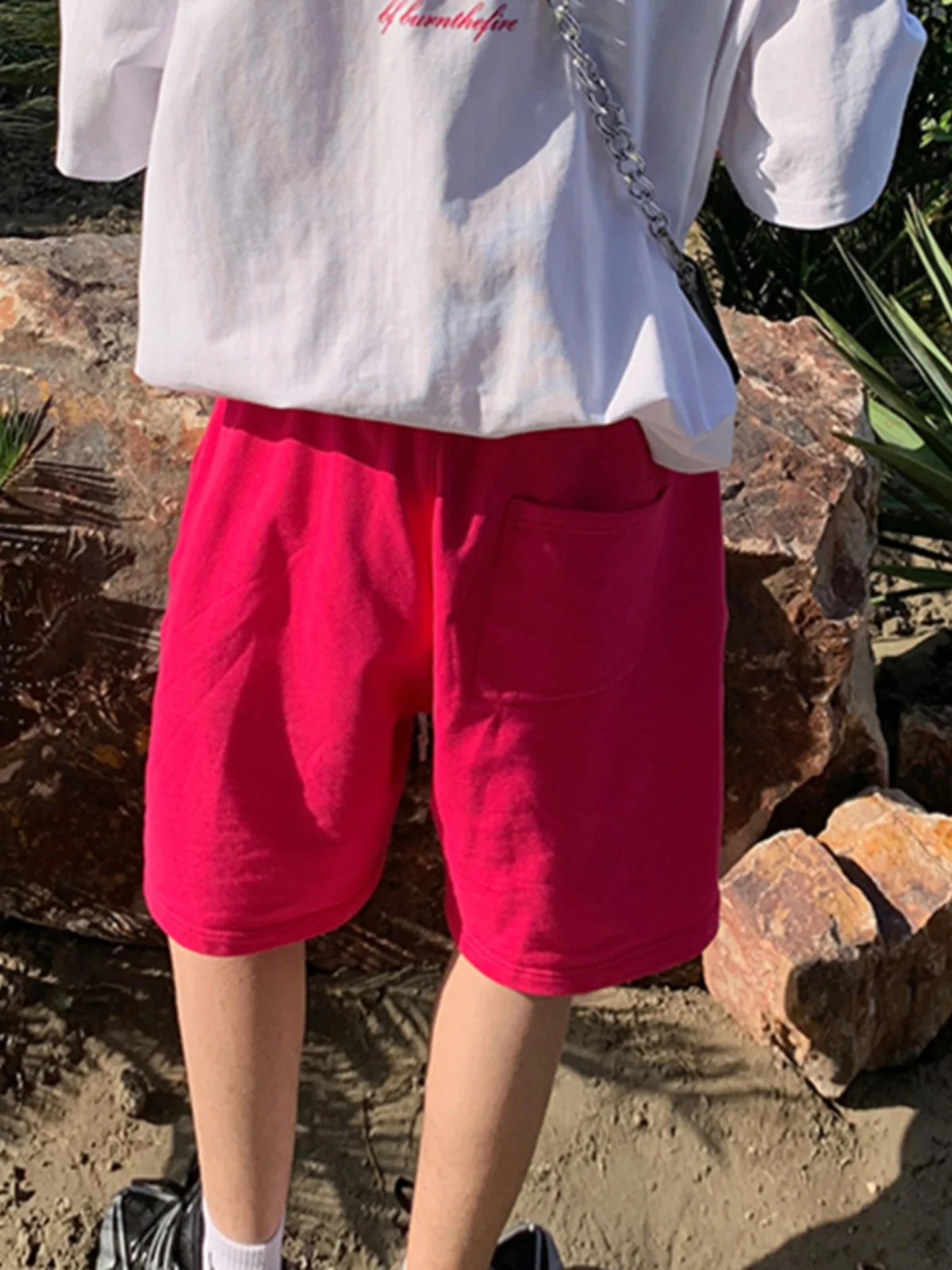 

Мужские летние спортивные шорты Dopne Pink в американском ретро-стиле для подростков, повседневные, длиной до колена, модные, молодежные, из полиэфирного волокна