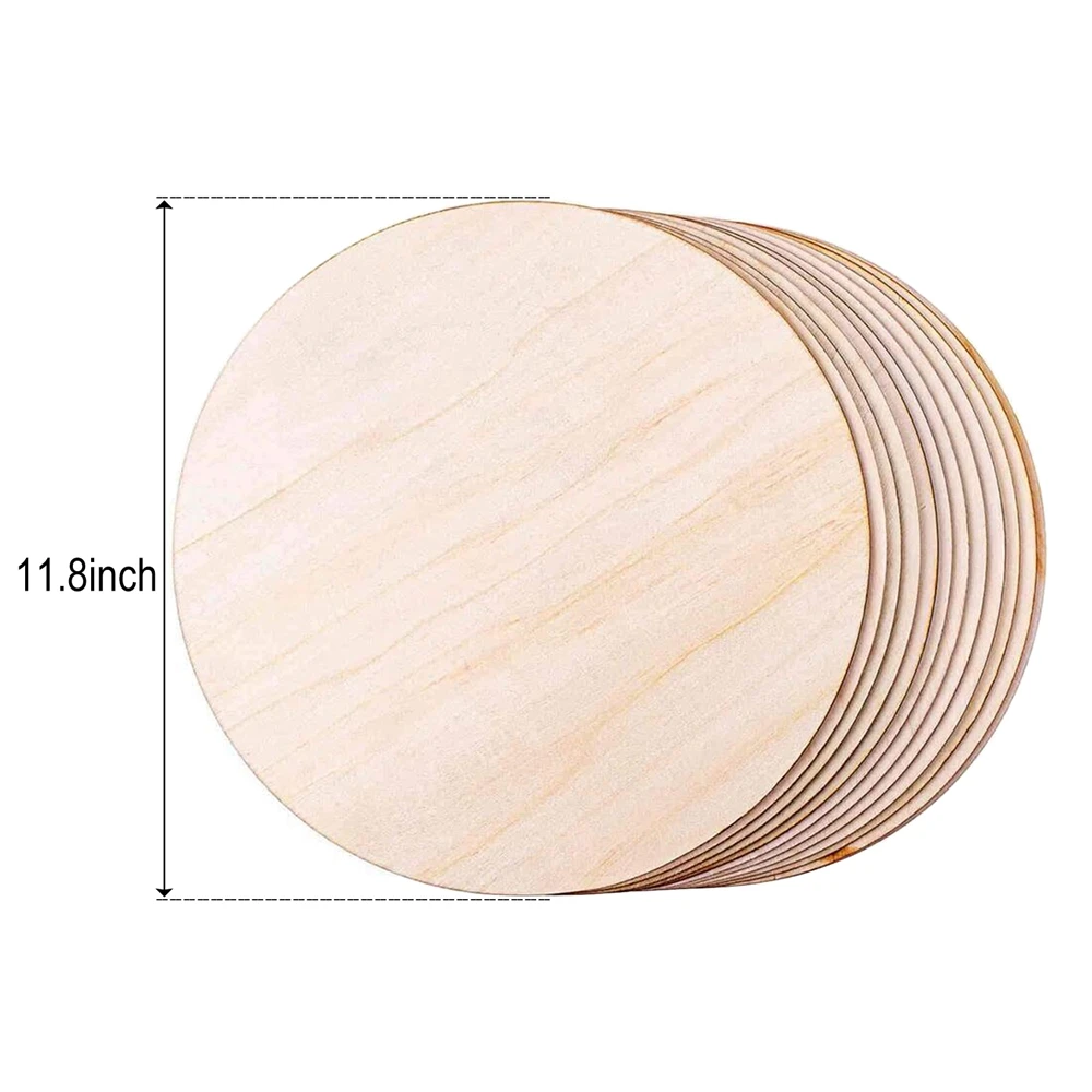 Natural Round Unfinished Wood Slices 30cm DIY Wooden Circle Discs Wood Slice Disc for Tablet Drawing Christmas Decortion