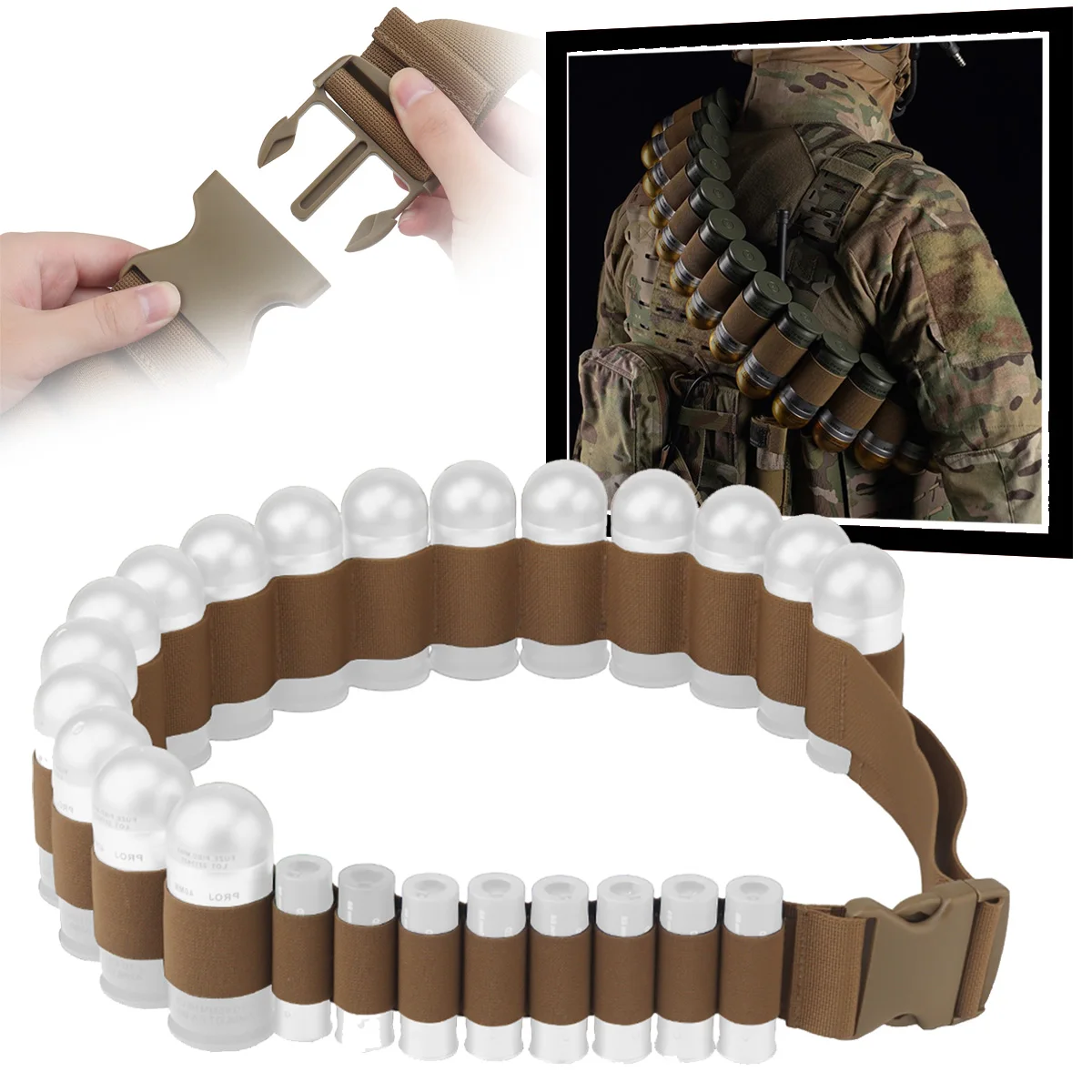 Cinturón táctico porta-munición Airsoft – 8/16 rondas para caza