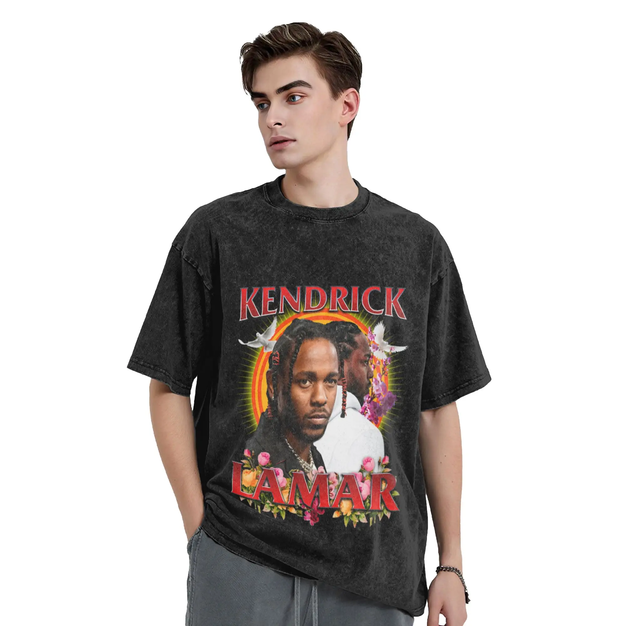 KENDRICK LAMAR VINTAGE Classic Trendy A Washed T Shirt Men's Women's Oversized Cotton Tees Tops