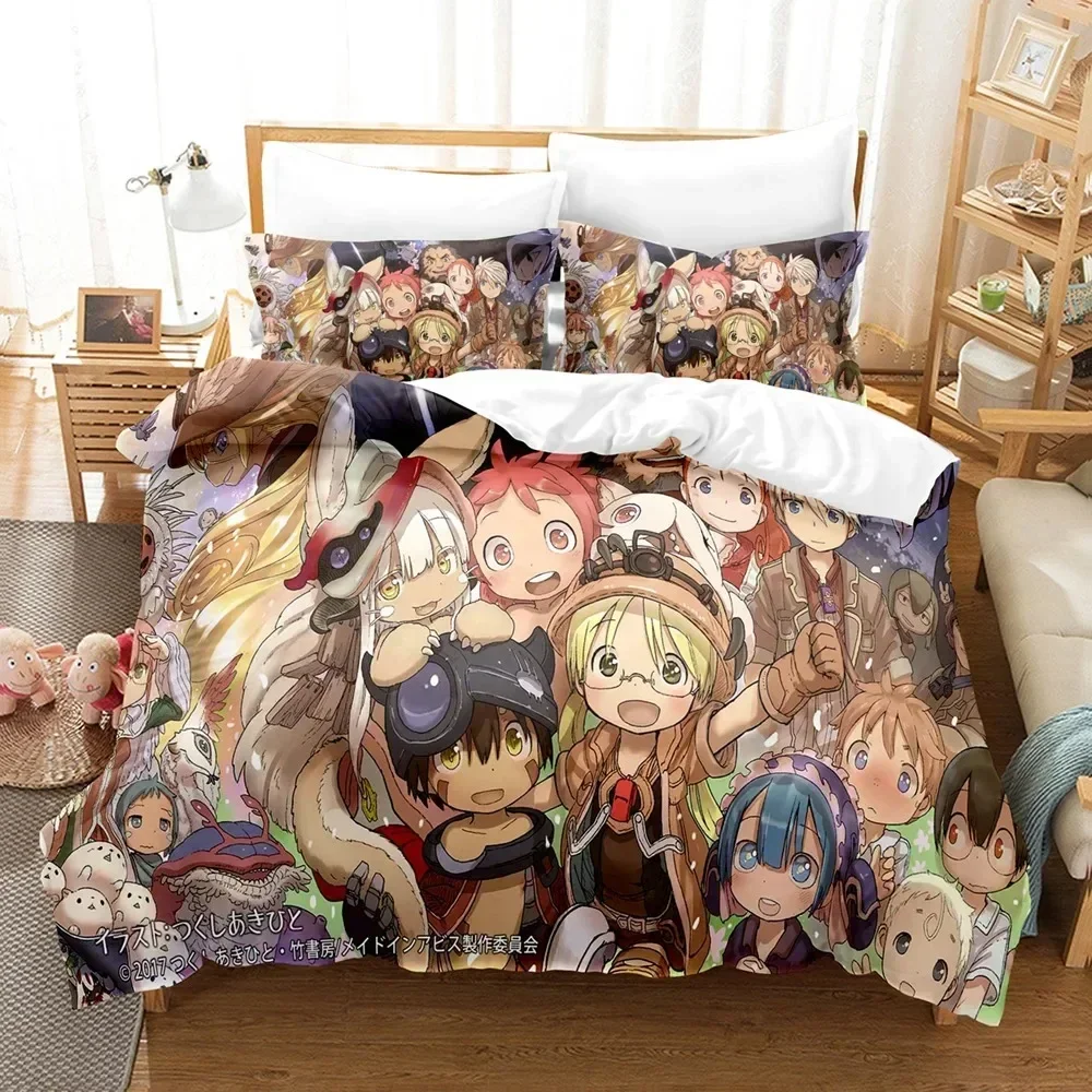 Juego de Ropa de Cama con Estampado 3D de Anime Made in Abyss, Funda de Edredón, Funda de Almohada, Juego de Sábanas, Funda de Colcha, Tamaño Completo, Queen, King