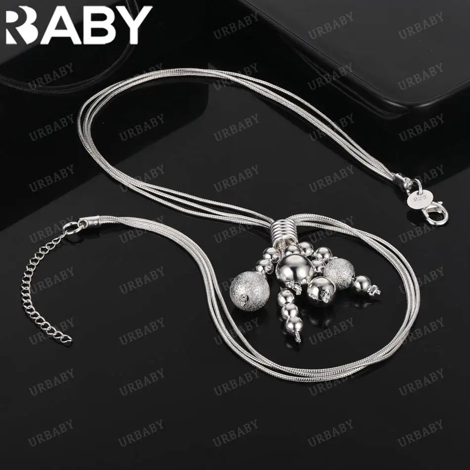 

URBABY 925 Sterling Silver Beaded Tassels Necklace For Women Charm Trend Birthday Gifts Fashion Party