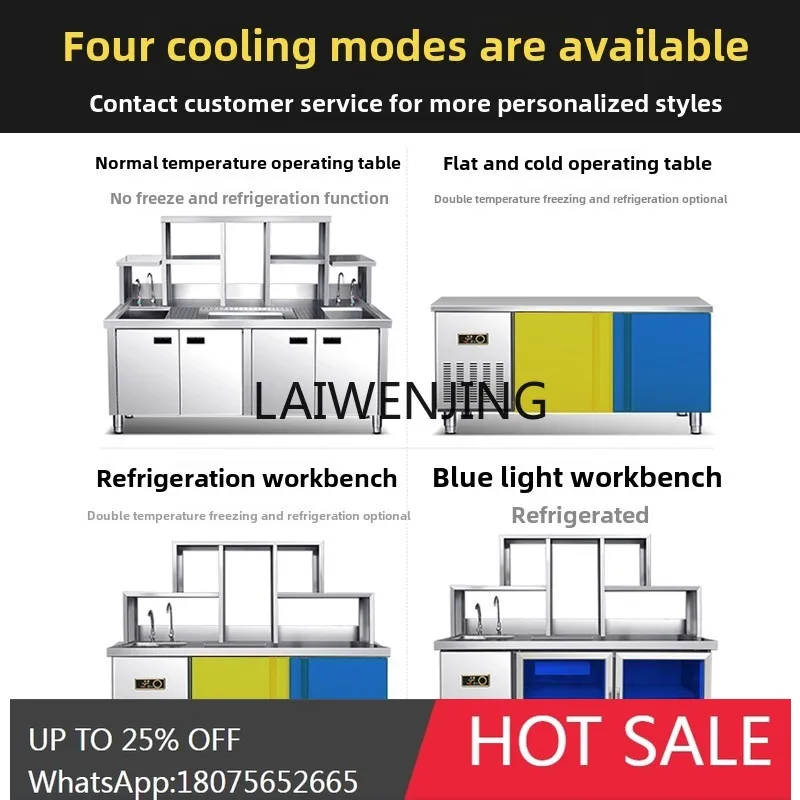 water bar counter commercial milk tea shop equipment full set of workbench refrigerated cabinet