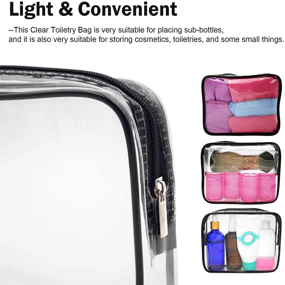 Clear Women Toiletry Bag Quart Size Bag Travel Makeup Cosmetic Bag PVC Toiletries Cosmetic Pouch for Women Men