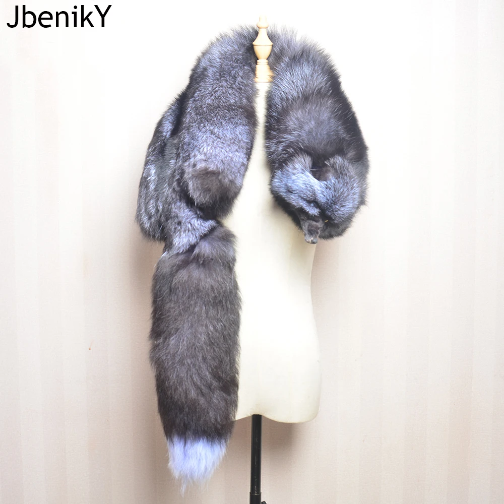 Brand Luxury Women 100% Natural Real Fox Fur Scarf For Women Fashion Winter Genuine Fur Collar Scarves Warm Real Fox Fur Scarf