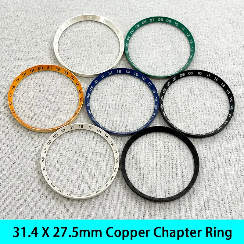 Mod 31.4*27.5mm Copper Watch Chapter Ring for SRPF Samurai Series Men's Diving Watch Case Replace Parts Fit NH35 Movement Custom