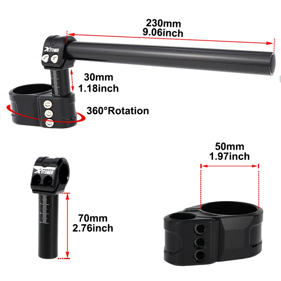 Adjustable Handlebar CNC Clip-On Handle Bar Raiser Universal Fit