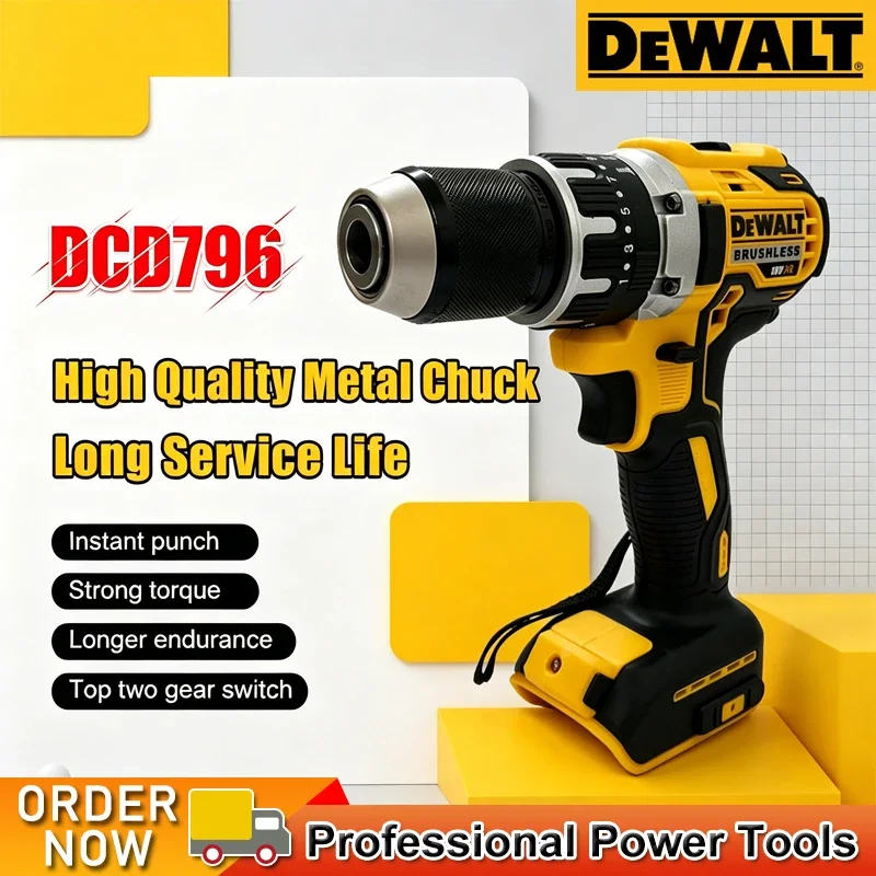 Dewalt DCD796 Cordless Brushless Impact Drill Brushless Drill Multifunctional Rechargeable Portable 18V Battery Power Tools