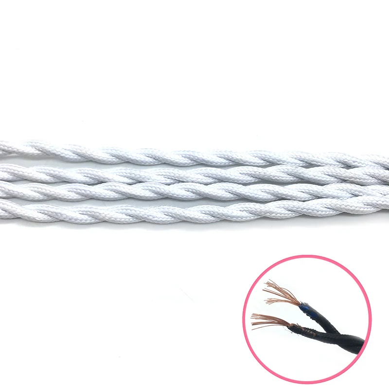 5M 10M Vintage Textile lamp Wire Edison Style Twisted Cable Decorative Fabric Electric Wire 2*0.75MM Pendant Light Lamp Wire