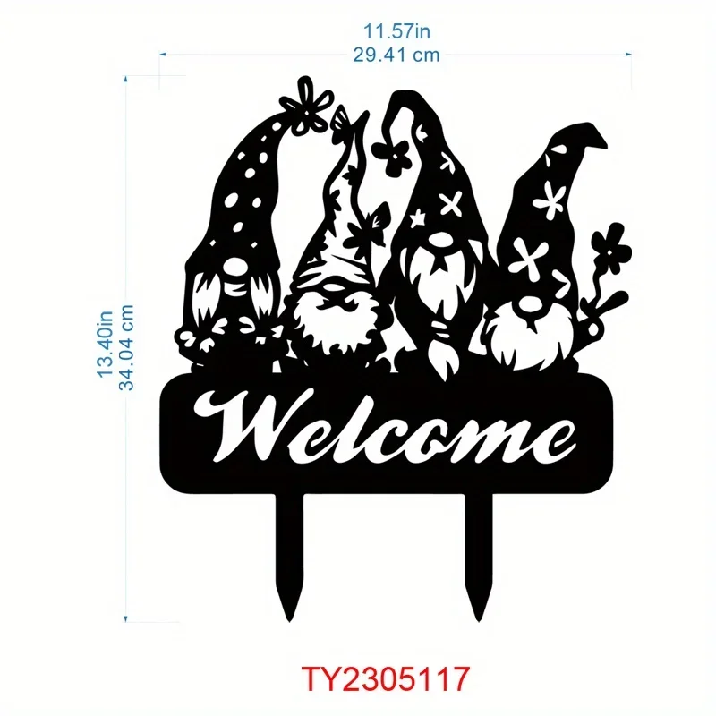 Letrero de Metal con estacas para decoración de jardín, señal de bienvenida para patio, gnomo de césped, 1 unidad