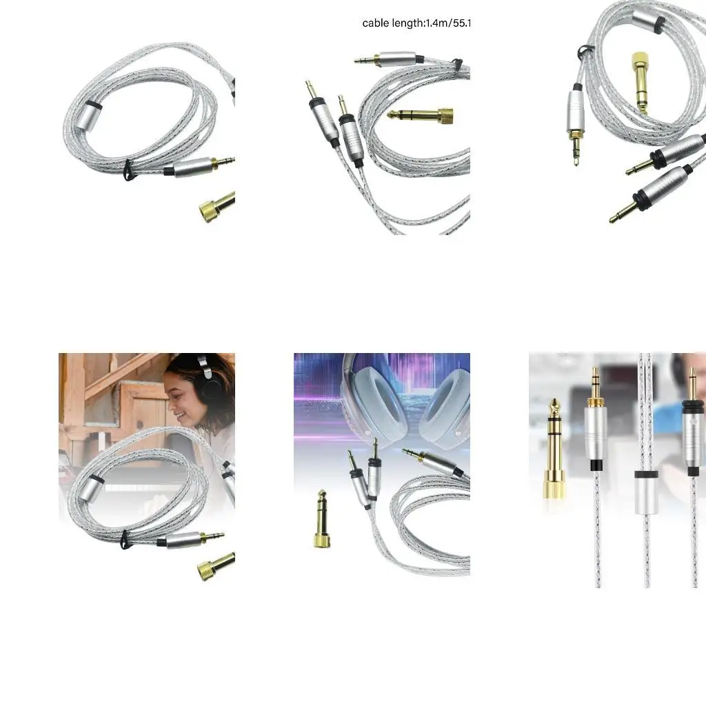 652F Headphone Upgraded Cable Oxygen Proof Copper Cores Flexible PVC Construction Studio Grade Sound Quality