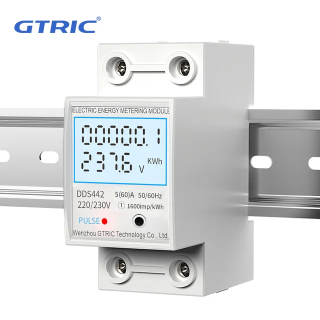 Miernik energii GTRIC 2P jednofazowy napięcie prądu miernik zużycia energii watomierz cyfrowy wyświetlacz LCD szyna DIN 230VAC 80A