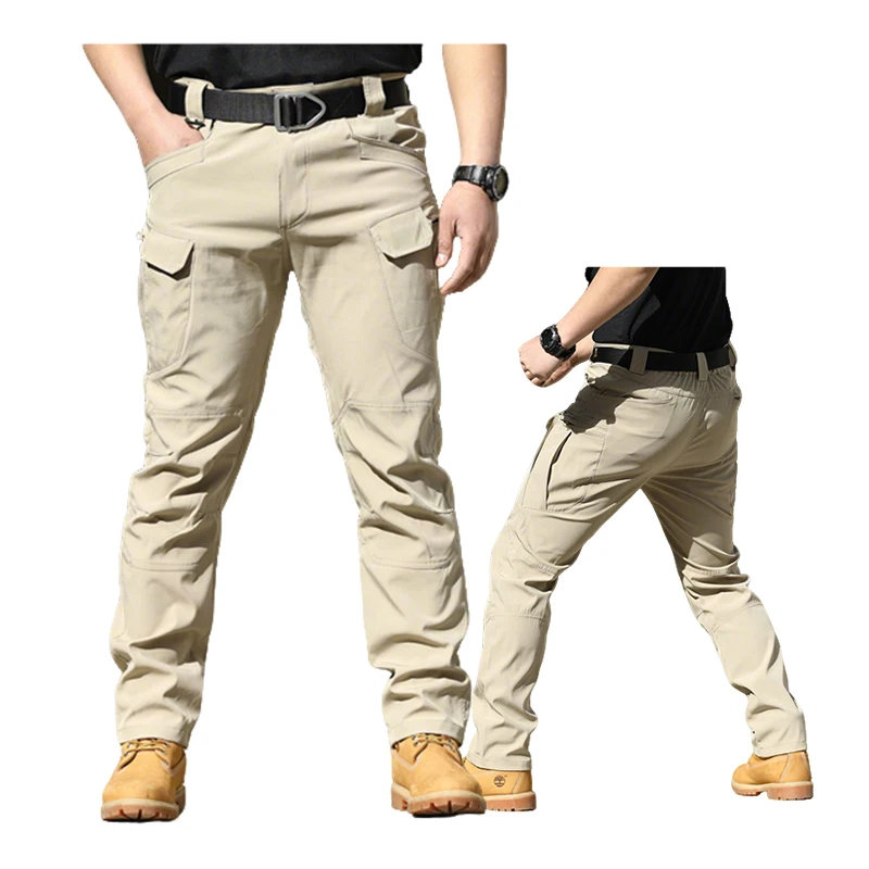 Cargo Pants Hiking Men Outdoor Waterproof Multi-pocket Tactical Trousers Camping Spring Autumn Combat Rip-Stop Work Pant
