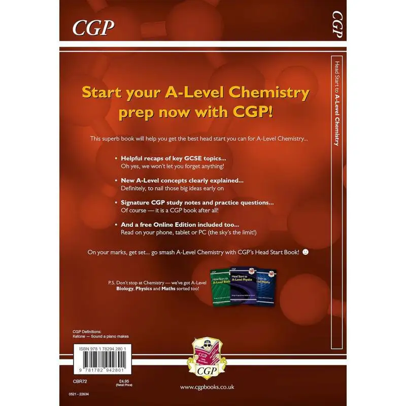 Head Start To ALevel Chemistry With Online Edition CGP Books Coordination Group Publications 9781782942801 Book