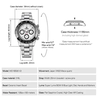 Watchdives WD16500 V2 Men Watch VK63 Quartz Movement Chronograph Wristwatch Stainless Steel Sapphire Crystal Luminous Watches photo 2