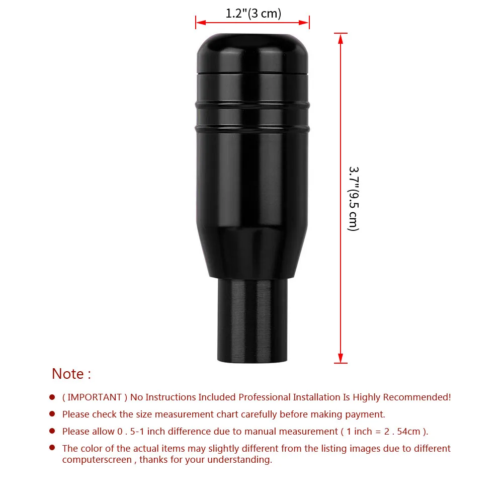 Universal 9.5cm Aluminum Racing Shift Knob - Manual Transmission Gear Shifter with 3 Adapters