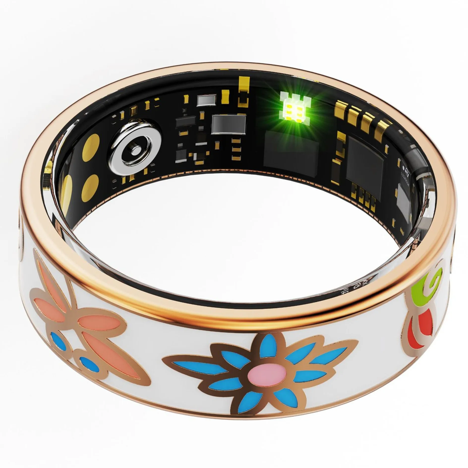 Enamel Smart Ring Heart Rate Blood Pressure Health Monitoring Outdoor Sport Fitness Tracker Waterproof Bluetooth Bracelet Rings