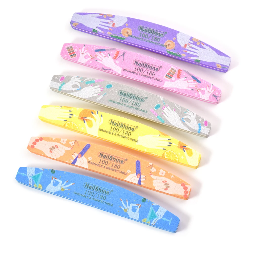 5/10 قطعة اليد المطبوعة المهنية ملف الأظافر الإسفنج ملف تلميع طحن هلام الملمع الجير مانيكير مسمار أدوات 100/180 حصى #3