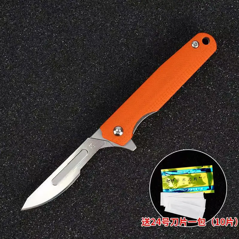 G10 Folding Scalpel Knife, Outdoor Multi-function Cutting Tool, Blue Pocket Knife Bearing System