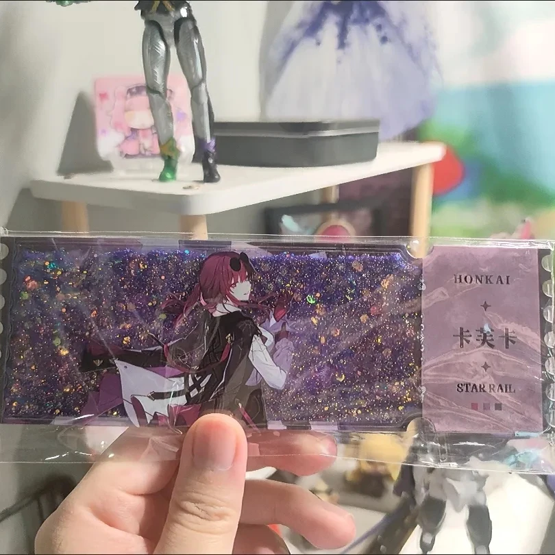 Honkai:Star Rail Train Ticket Double-sided Pattern Beautiful Waterfall Quicksand Ticket Stand Figure Model Acrylic Desktop Decor