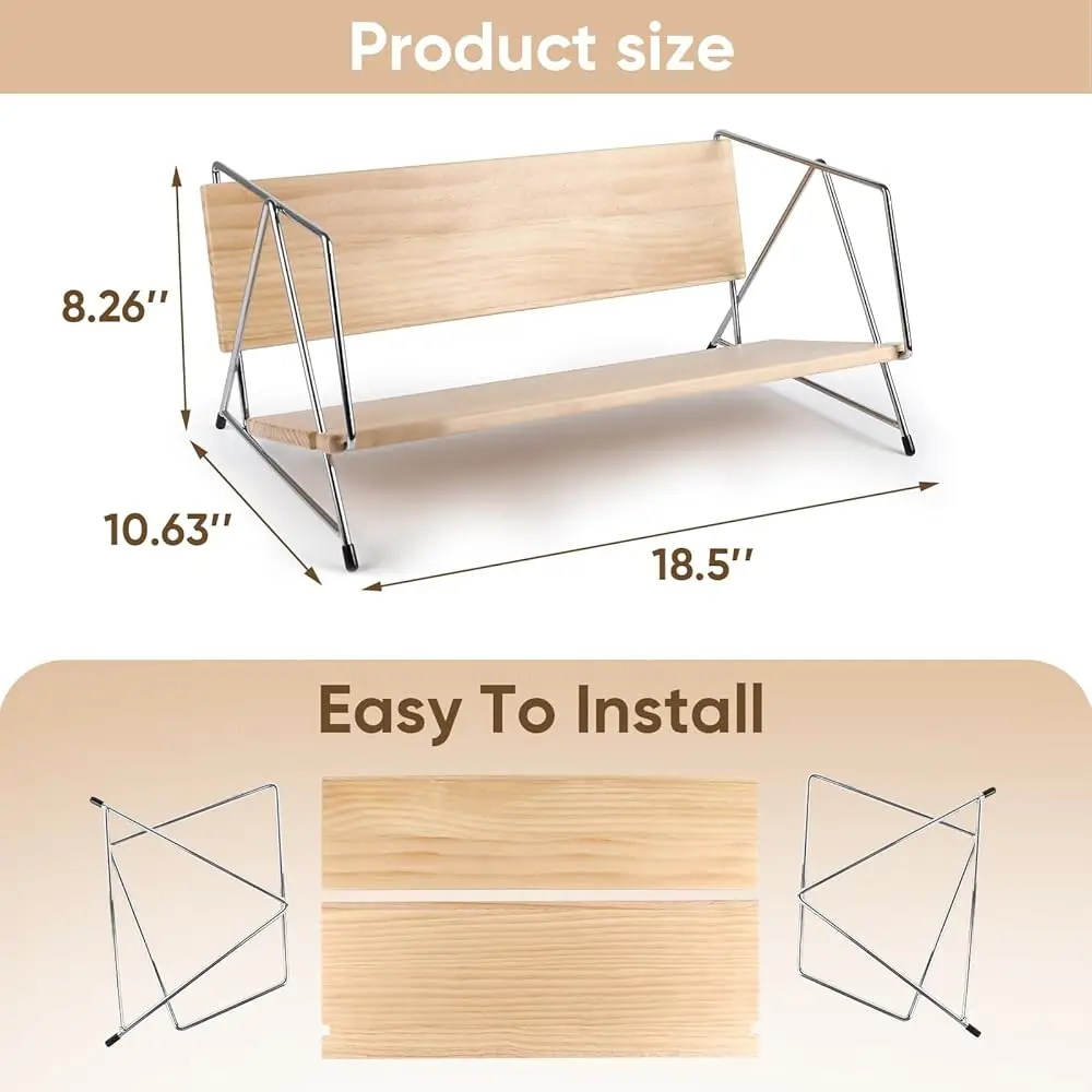 Wood Desktop Bookshelf, Tabletop Book Organizer Ra In Living Room/Home/Office, Tilting Bookcase For Books/Cds/Magazine Display