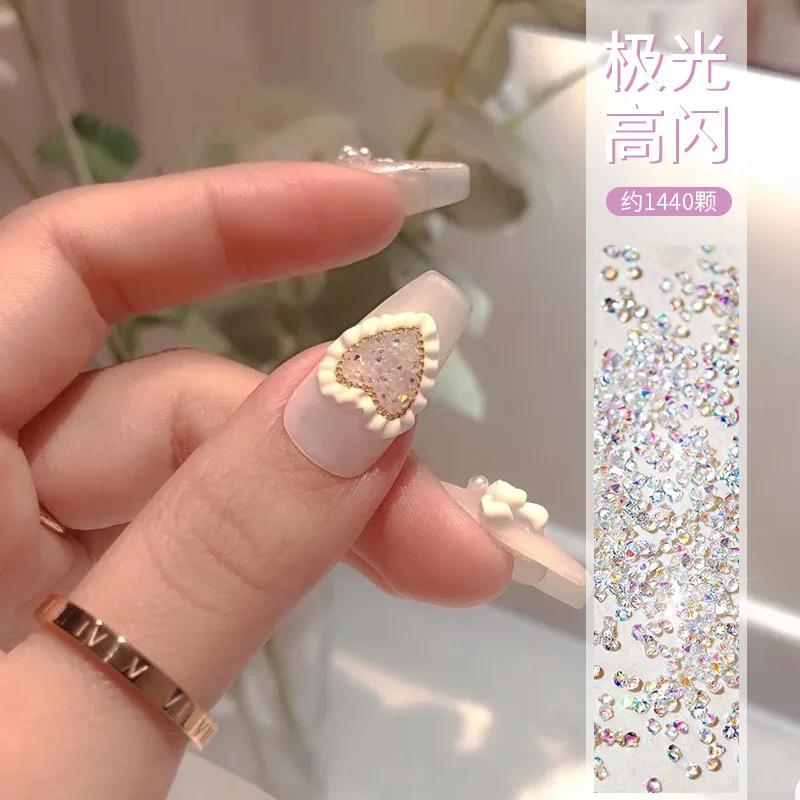 1440 piezas Aurora holográfica micro diamantes-diamantes de imitación redondos transparentes ultra brillantes para diseños de uñas 3D