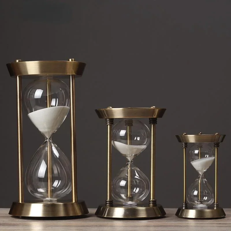 

15/30/60Minutes Retro Metal Hourglass Timekeeper Timer Living Room Office Desk Decoration Ornament Alarm Sandglass Gifts