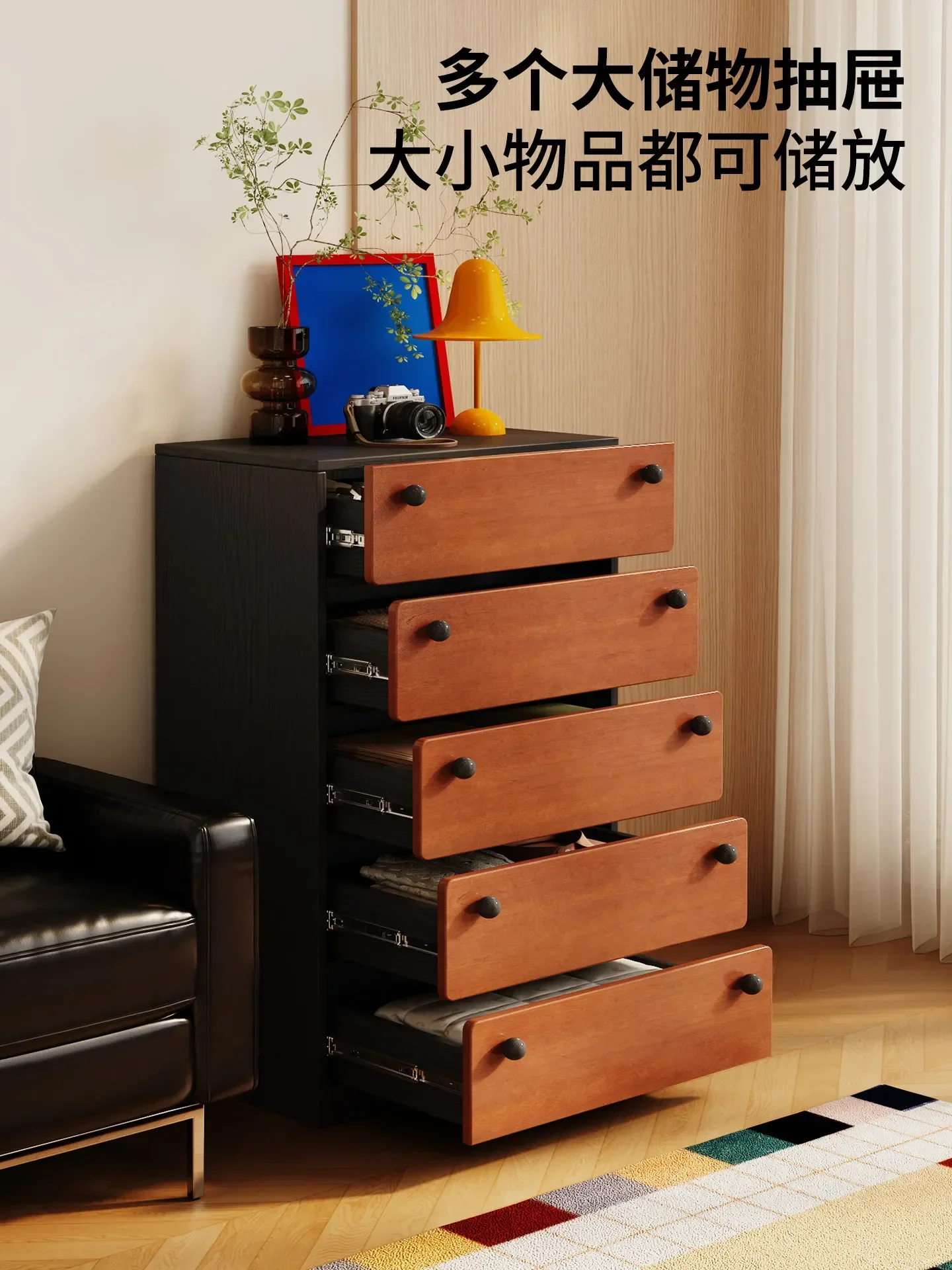 l23 Pre-Style Solid Wood Five-Drawer Living Room Storage Drawer Storage Cabinet