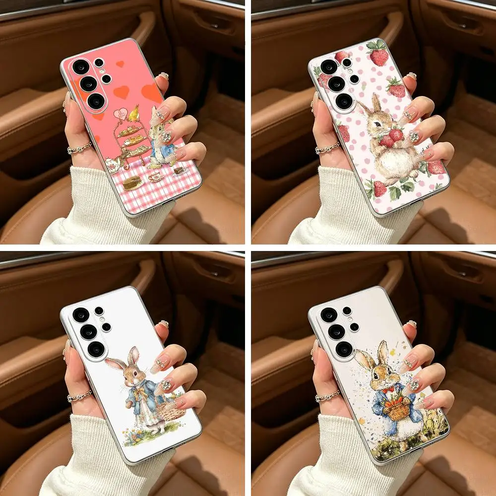 Cute R-Rabbit P-Peter Clear Phone Case for Samsung S25, S24, S21, S22, S23, S30, Ultra, S20, Plus, FE, Lite