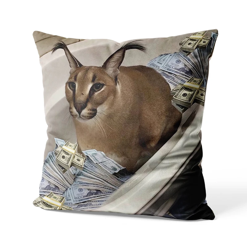 Aertemisi Big Floppa Cash Caracal Cat Gosha Funny Meme Square Throw Pillow Cushion Covers Cases Pillowcases 45cm x 45cm