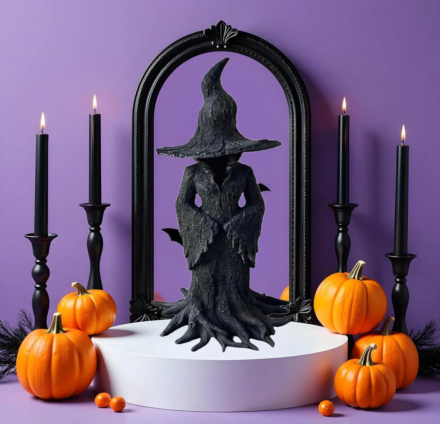 For Enchanting Hand Drawn Witch Statue Halloween Decorative Sculpture Artwork for Spooky Season Decor