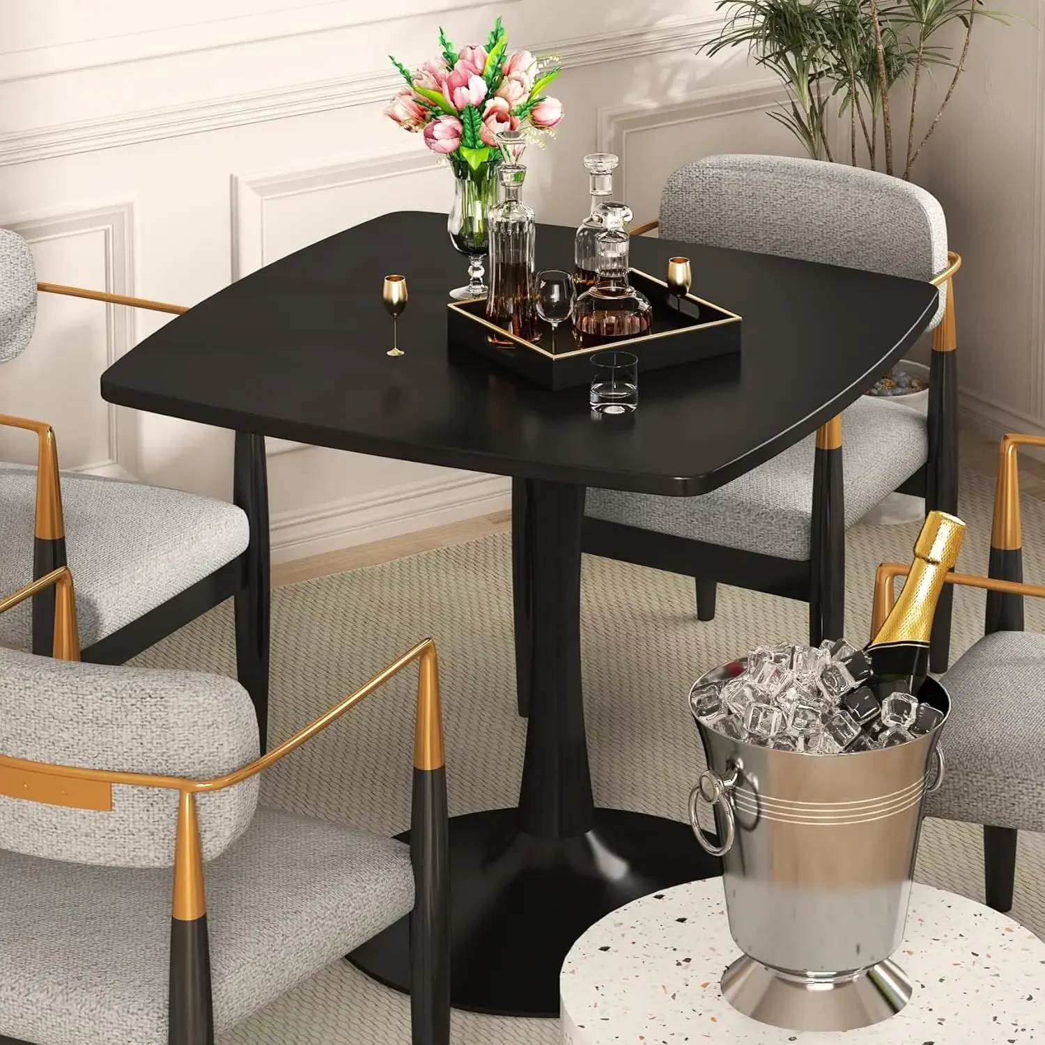 Black Square Dining Table, 31.5