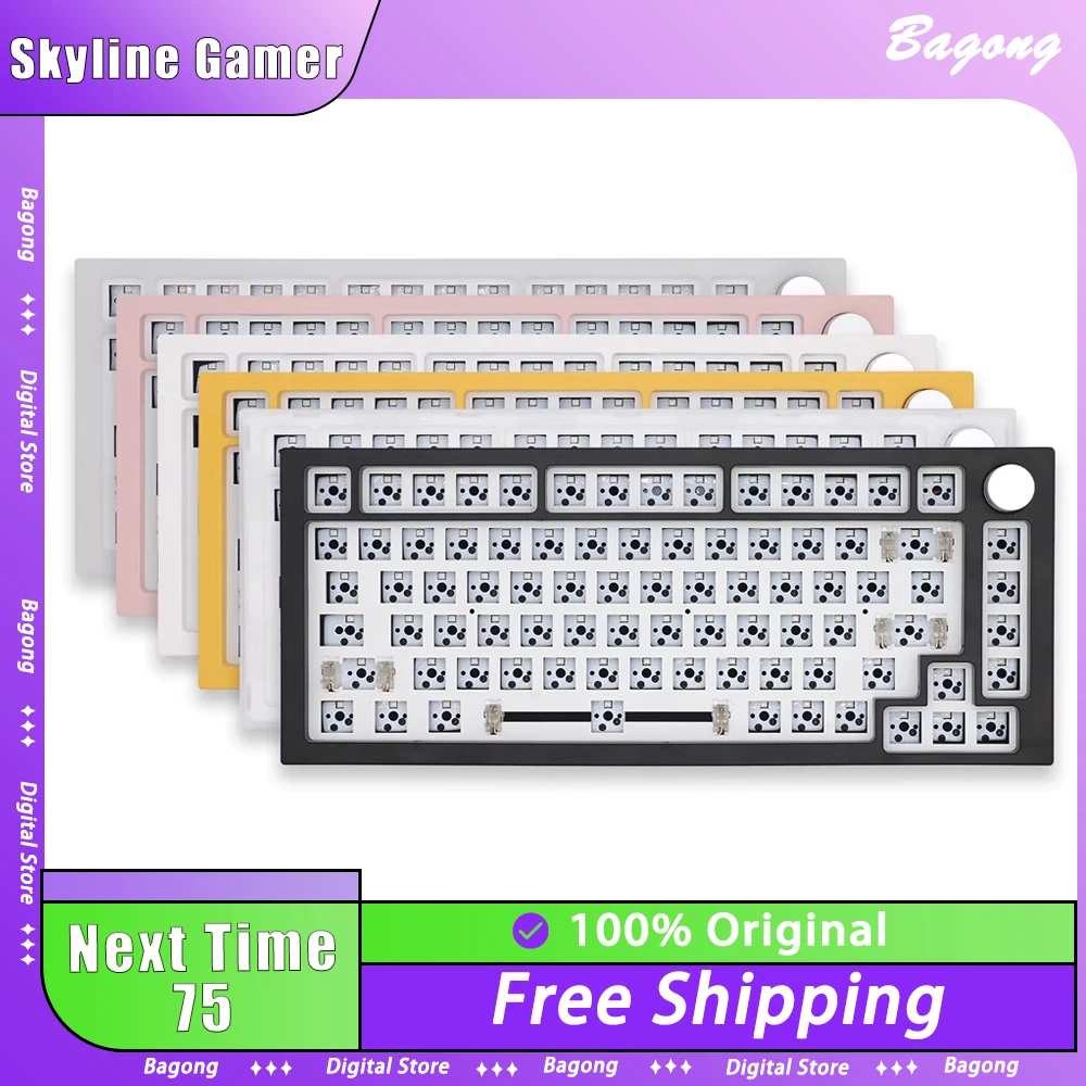 Skyline Gamer Next Time 75 Mechanical Keyboard Kit Multifunctional Knob Three Mode RGB Gaming Keybaord Hot Swap Customized Gift