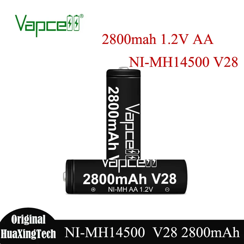 Original Vapcell V28 NI-MH14500 Battery AA 2800mah 1.2V Rechargeable Batteries Cylindrical Button Top Cell for Flashlight Toys