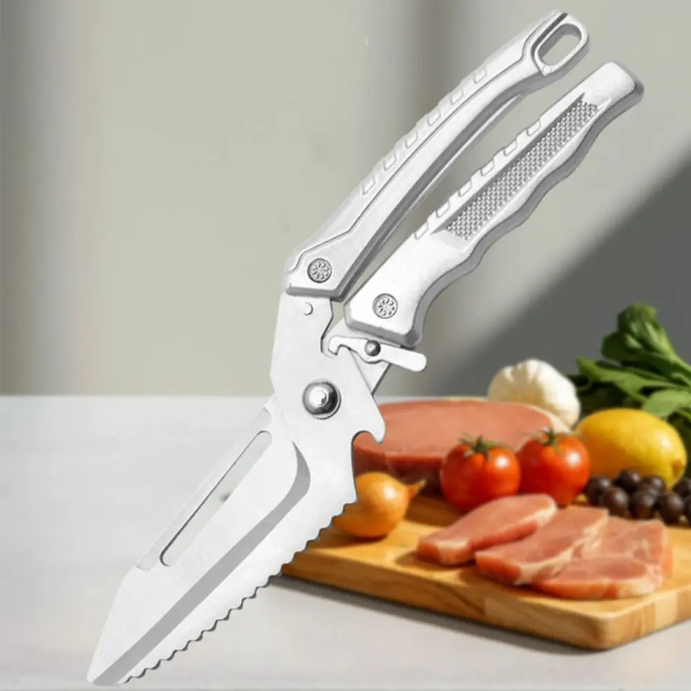 

Removable Chicken Bone Scissor with Safety Buckle Stainless Steel Barbecue Scissor Non-slip Handle Food Scissor Fruit