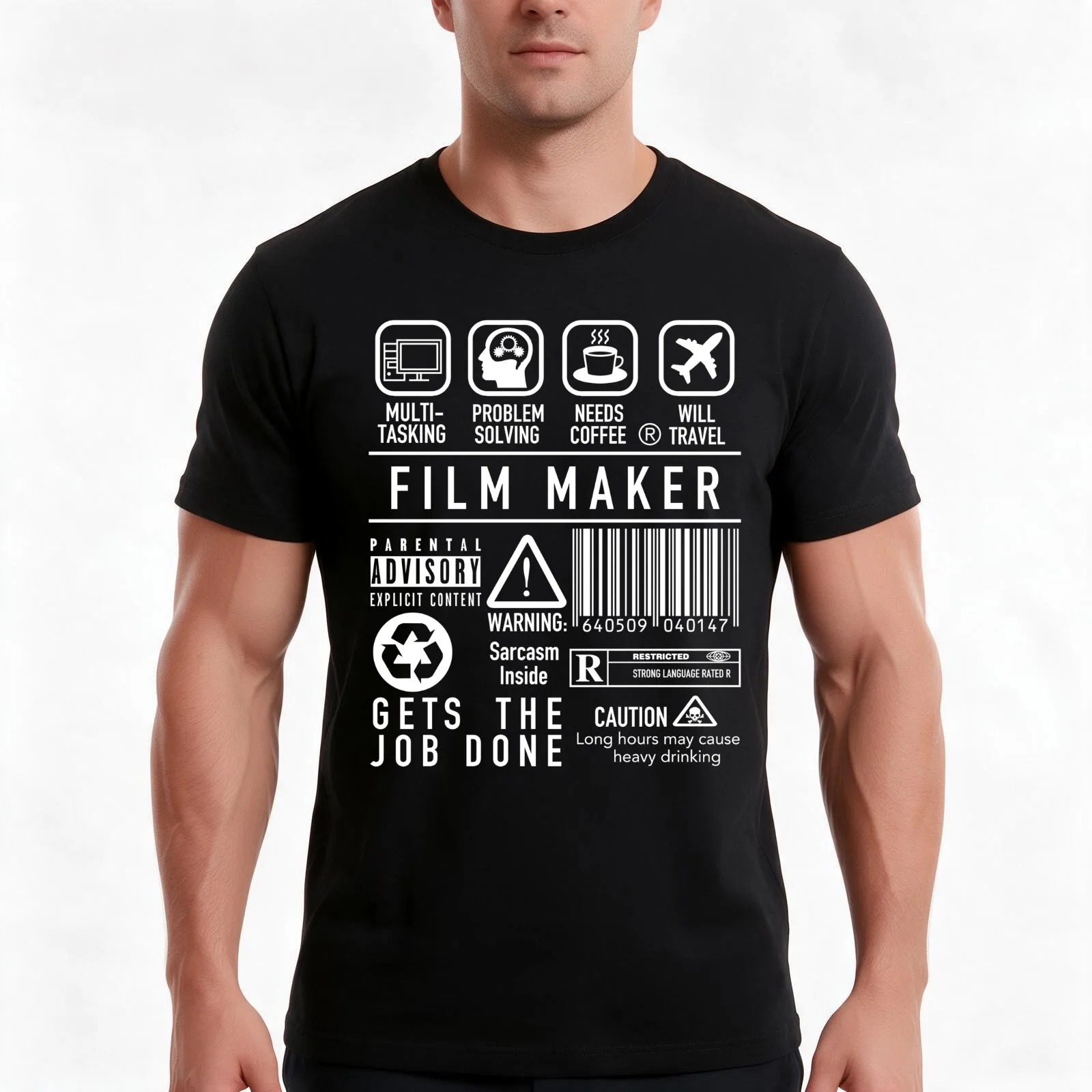 Film Maker Shirt - Inspirational Filmmaker Symbols T-Shirt, Summer Casual Cotton Tee, Oversized Streetwear Tops, 100% Cotton