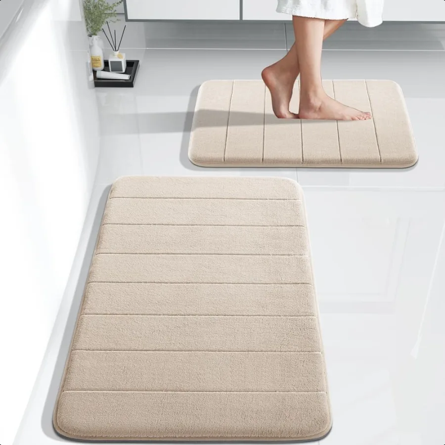 

Наборы ковриков для ванной комнаты из пены с эффектом памяти, состоящий из 2 предметов, мягкий впитывающий быстросохнущий коврик для ванной, набор моющихся нескользящих напольных ковриков для ванны Sho